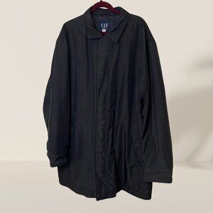 GAP Black Raincoat XXL | Quilted Lined Zip Front Coat